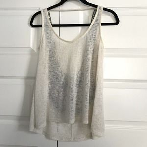 NECESSARY CLOTHING Womens Cream Sleeveless Tank Top Embroidered Back Small